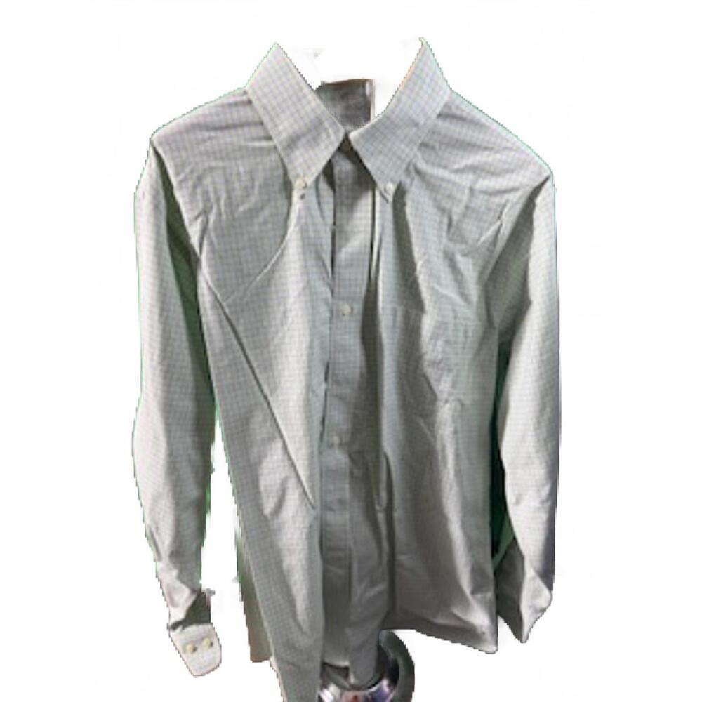 Brooks Brothers Dress Shirt 17-4/5 Green Check Slim Fit 346 Men's Excellent